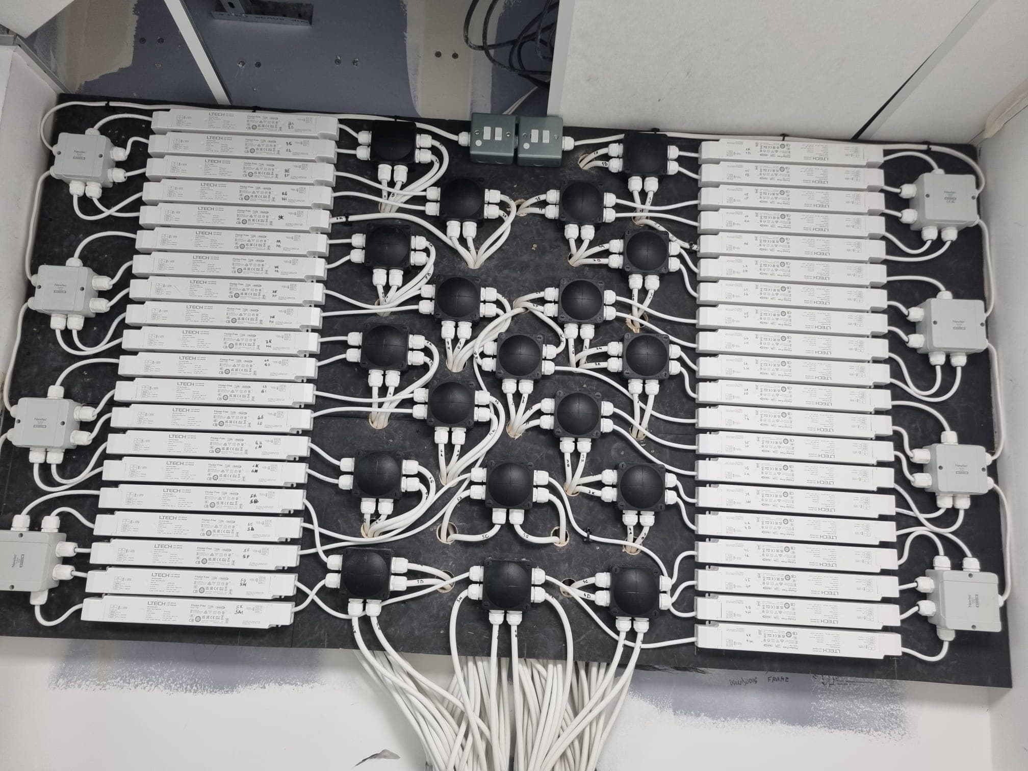 Symmetrical LED driver distribution panel